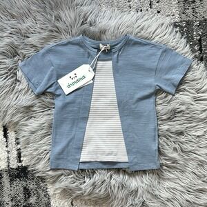 Aimama Toddler Blue Ernest Short Sleeve Tee W/Dual Print Size 24 Month NEW